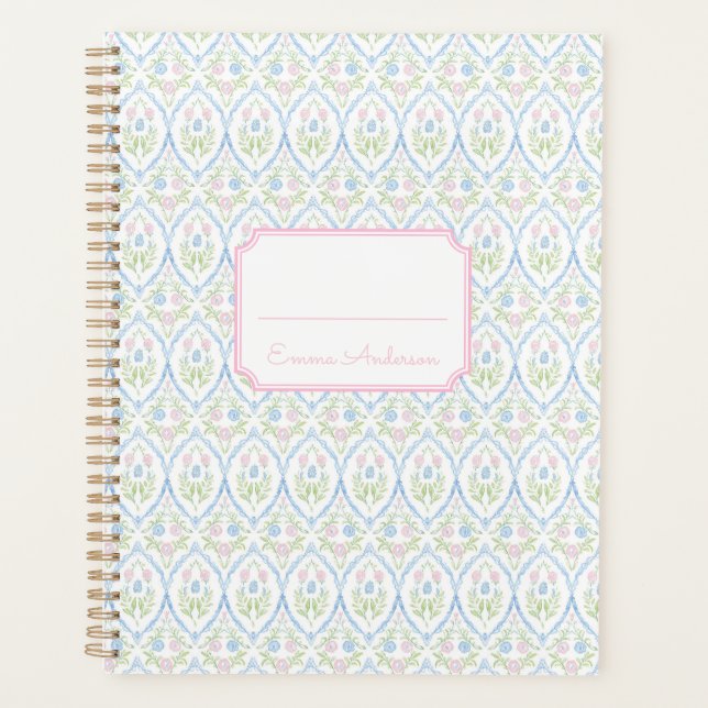 Pink and Blue Floral Grandmillennial Planner (Front)