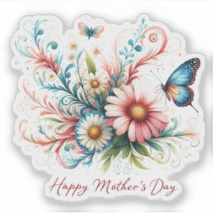 Pink and blue floral Happy Mother's Day