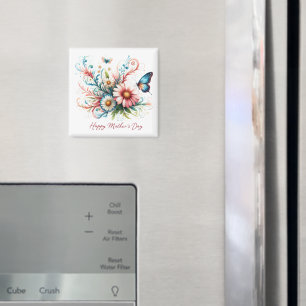 Pink and blue floral Happy Mother's Day Magnet