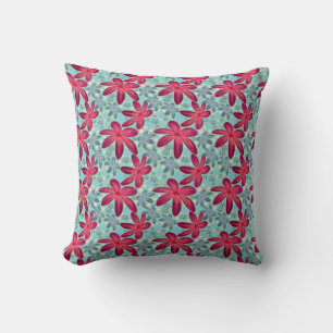 Pink and Blue Floral Seamless Pattern Cushion