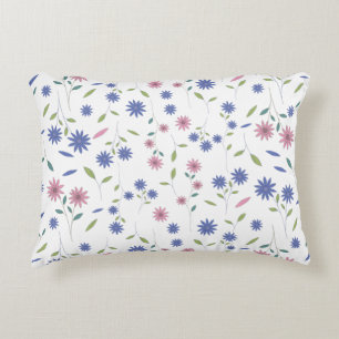 Pink and Blue Floral Seamless Pattern Decorative Cushion