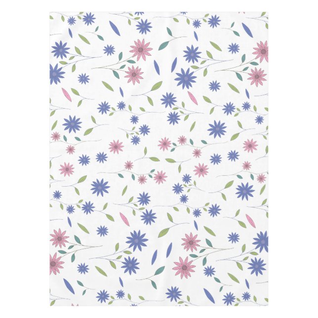 Pink and Blue Floral Seamless Pattern Tablecloth (Front)