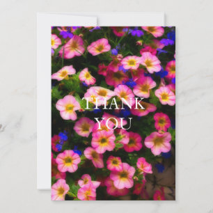 Pink and Blue Floral Thank You Card