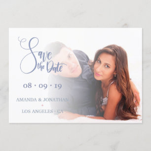 Pink and blue floral Wedding Save the Date photo