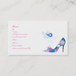 Pink and Blue Flower Shoe Business Card