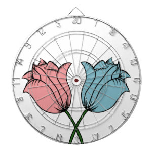 Pink and Blue Flowers Dartboard