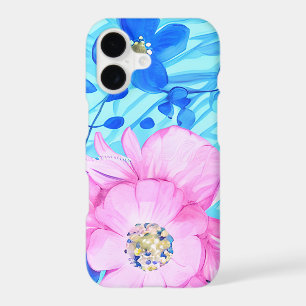 Pink and Blue Flowers iPhone / iPad case