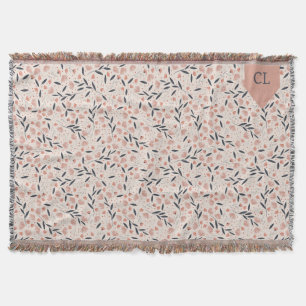 Pink and Blue Flowers Rustic Cottagecore  Throw Blanket