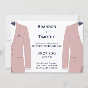 Pink And Blue Gay Wedding Invitations