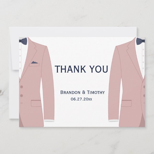 Pink And Blue Gay Wedding Thank You Cards (Front)