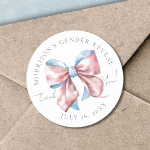 Pink And Blue Gender Reveal Classic Round Sticker