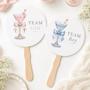 Pink And Blue Gender Reveal Team Girl And Team Boy Hand Fan