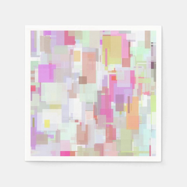 Pink and Blue Geometric Abstraction Napkin (Front)