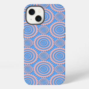 Pink and Blue Geometric Circles Pattern iPhone Case