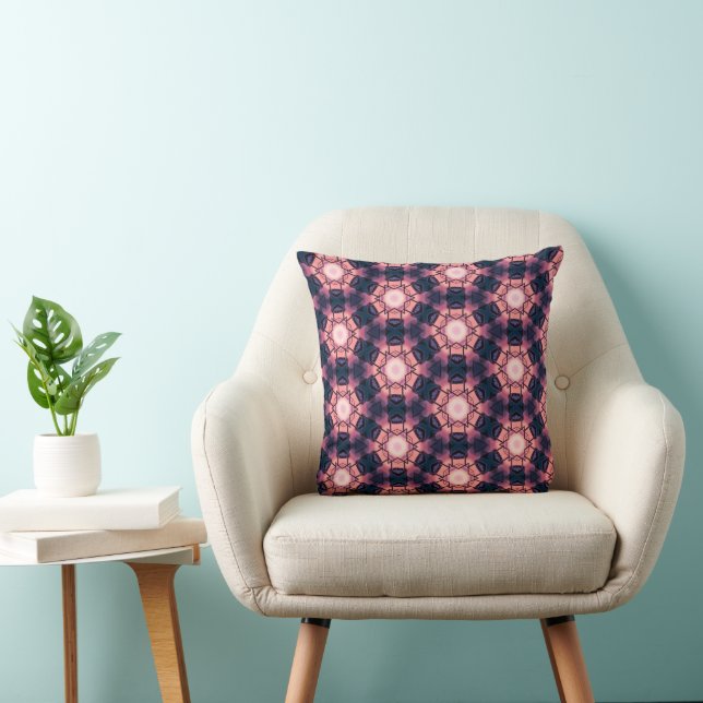 Pink and Blue Geometric Shape Pattern Cushion (Chair)