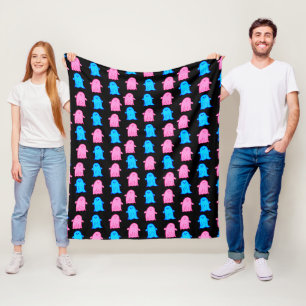 Pink and Blue Ghosts Fleece Blanket