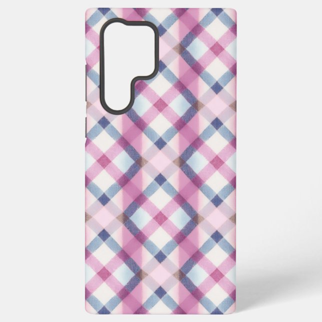 Pink and Blue Gingham Check Phone Case (Back)