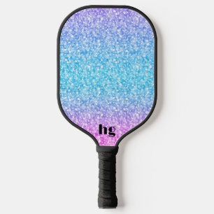 Pink and blue glitter texture image pickleball paddle