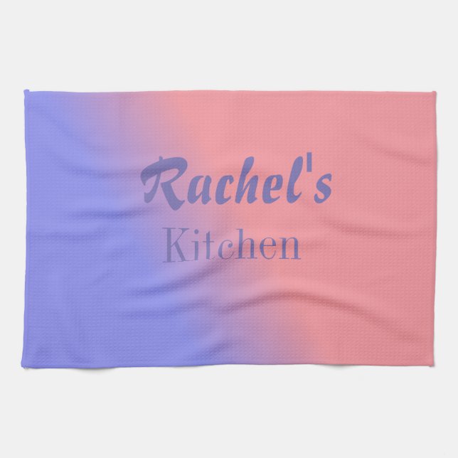 Pink and Blue Gradient Customisable Tea Towel (Horizontal)
