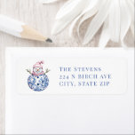Pink and Blue Grandmillennial Damask Snowman Return Address Label<br><div class="desc">This Christmas return address label has a Pink and Blue Grandmillennial Damask Snowman. You can customise with your name and address.</div>