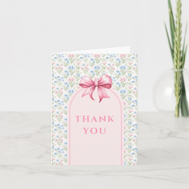 Pink and Blue Grandmillennial Floral | Thank You (Front)