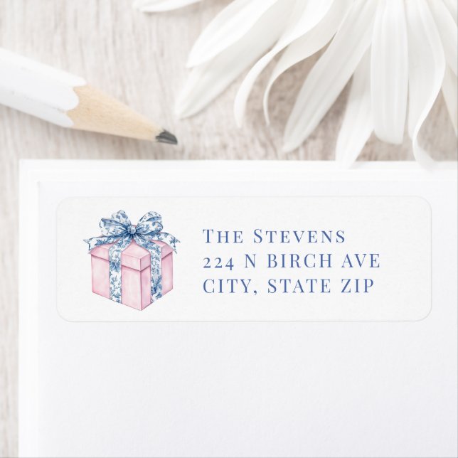 Pink and Blue Grandmillennial Gift Return Address Label (Insitu)