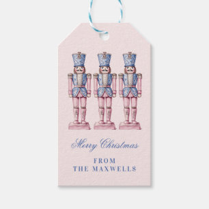 Pink and Blue Grandmillennial Nutcrackers Gift Tags