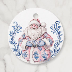 Pink and Blue Grandmillennial Santa Favour Tags