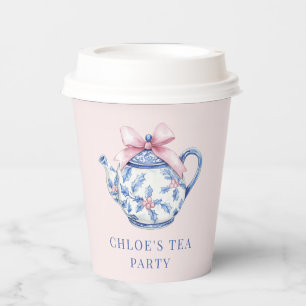 Pink and Blue Grandmillennial Tea Party Paper Cups