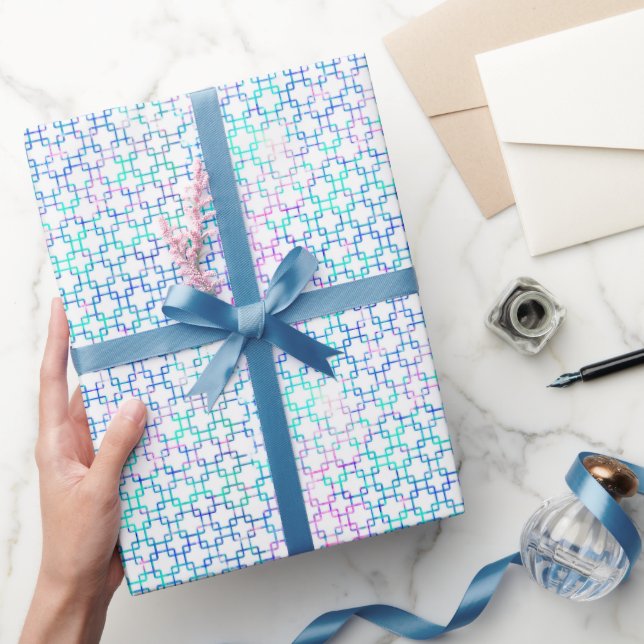Pink and Blue Graphic Squares Wrapping Paper (Gifting)