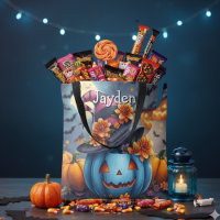 Pink and Blue Halloween Pumpkin Personalised