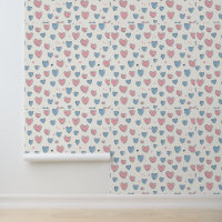 Pink and Blue Hand-Drawn Hearts Pattern