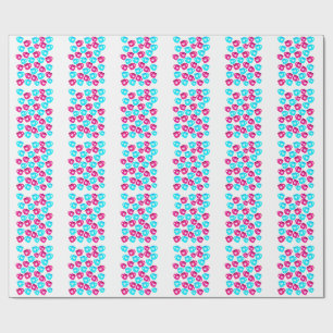 Pink and Blue Heart Cups Pattern Wrapping Paper