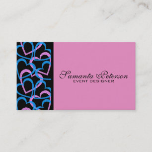 Pink And Blue Hearts Abstract Pattern Business Card