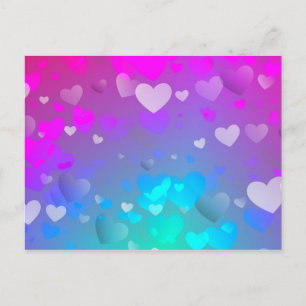 Pink and Blue Hearts Postcard