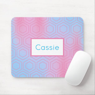 Pink and Blue Hexagon Custom Modern Pastel Mouse Pad