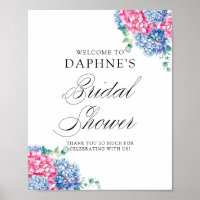 Pink and Blue Hydrangeas Bridal Shower Welcome