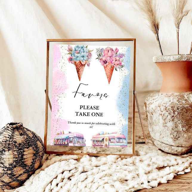 Pink and Blue Ice cream baby shower Favour sign (Creator Uploaded)