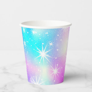 Pink and Blue Iridescent Sparkle Paper Cups