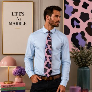 Pink and Blue Leopard Pattern Tie