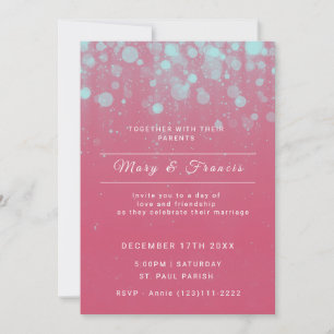 Pink and Blue Lights and Glitter Wedding Invitation