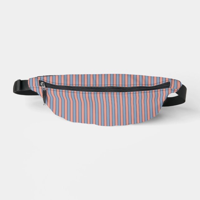 Pink and blue line stripes pattern bum bags (Front)