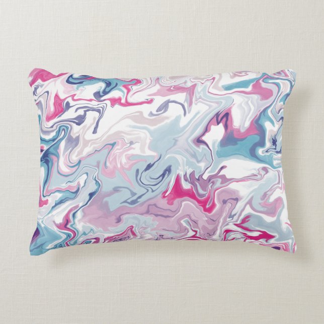 Pink and blue liquid acrylic decorative cushion (Front)