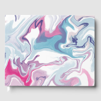 Pink and blue liquid acrylic guest book
