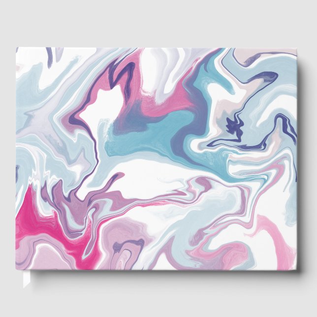 Pink and blue liquid acrylic guest book (Front)