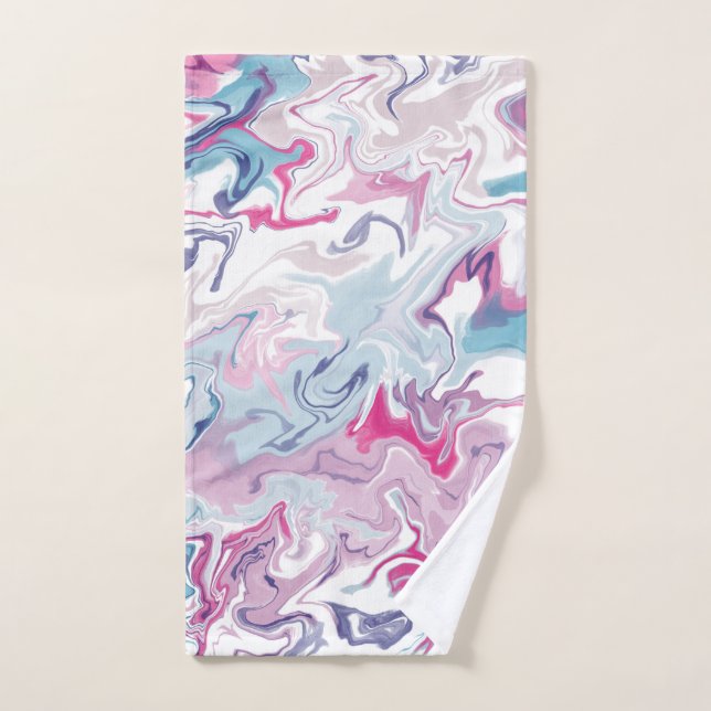 Pink and blue liquid acrylic hand towel (Hand Towel)