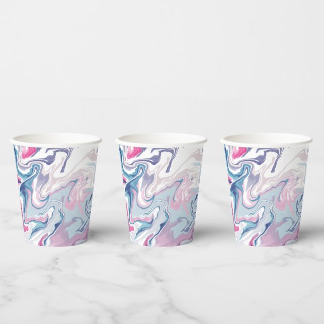 Pink and blue liquid acrylic paper cups (Multi)