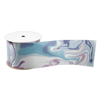 Pink and blue liquid acrylic  satin ribbon