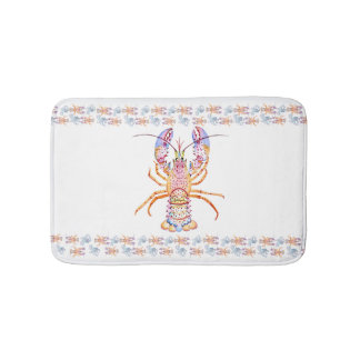 Pink and Blue Lobster Bath Mat