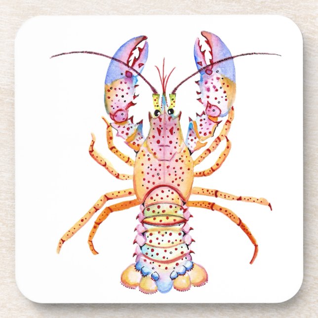 Pink and Blue Lobster Coaster (Front)